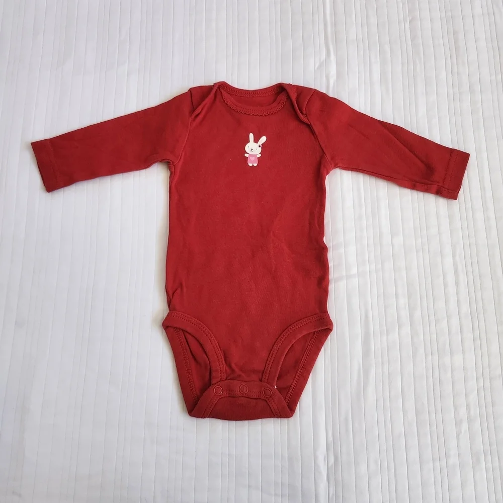 Carter's Red Long Sleeve Bodysuit with Bunny